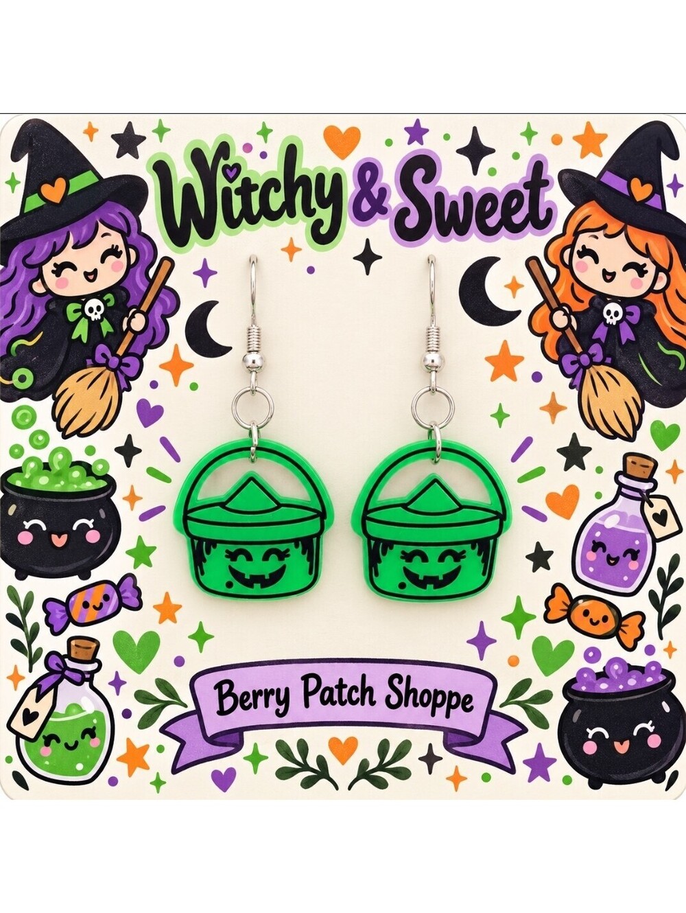 Witchy & Sweet Halloween Bucket Trick-or-treat Earrings